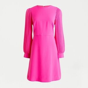 J. Crew Pleated Sleeve A Line Dress
